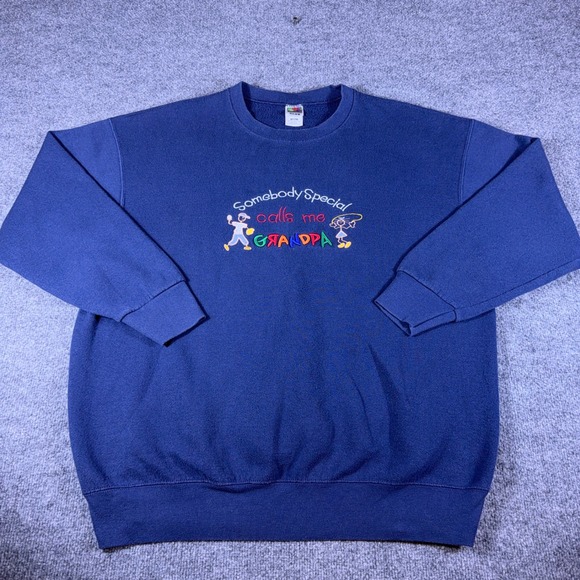 Fruit of the Loom Other - Fruit of the Loom Grandpa Sweatshirt Navy Blue Embroidered Graphic XXL